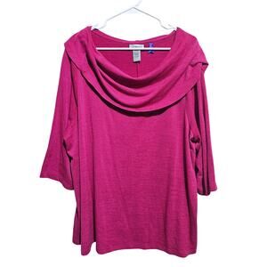 Catherines Sweater Womens Plus Size 2XWP Petite 22/24wp Cowl Neck Pink Top (960)